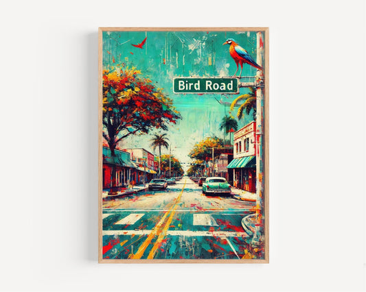 Miami Bird Rd Wall Art Print - Florida Travel Poster, Miami Artwork, Housewarming & Florida Gift, Coastal Wall Decor