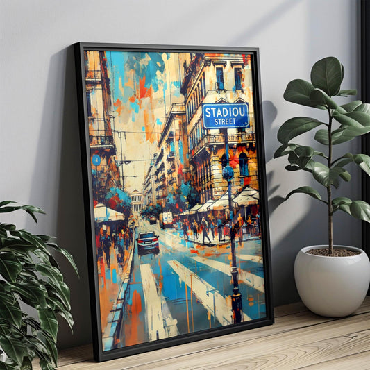 Athens Stadiou Street Wall Art Print - Greece Travel Poster, Greek Home Decor, Housewarming Gift, Unique Athens Art, Travel Print