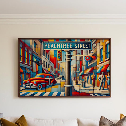 Peachtree Road Cubism Wall Art - Atlanta Travel Poster, Georgia Gift & Housewarming Decor, Modern ATL Print
