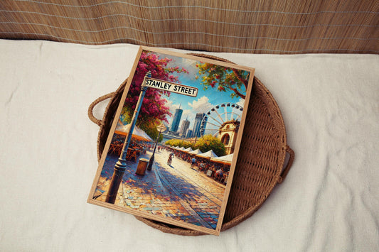 Brisbane Stanley St Wall Art Print - Modern Travel Poster & Street Map, Australia Decor, Housewarming Gift, Cityscape Home Wall Art
