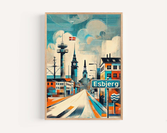 Esbjerg Art Print - Denmark City Wall Art, Travel Poster, European Decor, Housewarming Gift, Scandinavian Home Decor