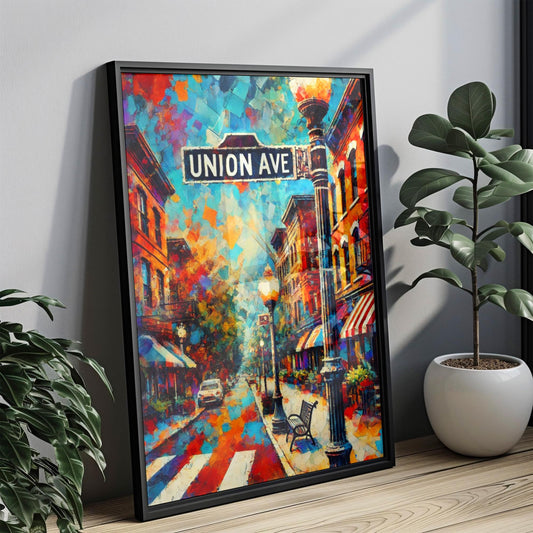 Memphis Union Ave Wall Art - Tennessee Travel Print & Poster, Housewarming Gift, Memphis Art Decor