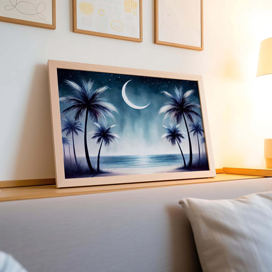 Nature Gift Palm Tree Wall Art, Beach Print, Tropical Home Decor, Housewarming & New Home Wall Art, Family Nature Illustration