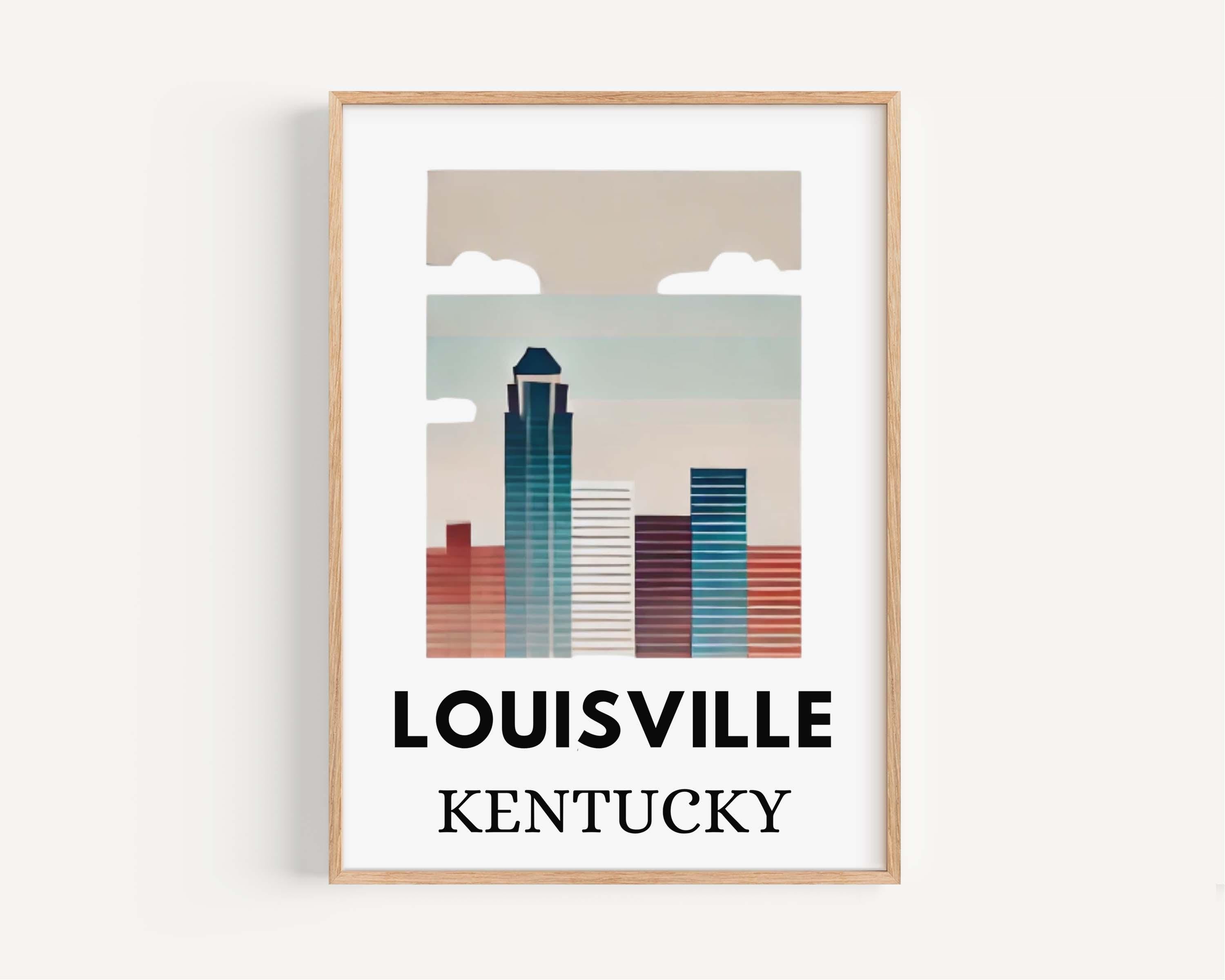 Louisville Print Kentucky Wall Art Travel Poster Home Decor Housewarming Gift College Room KY Map Artwork