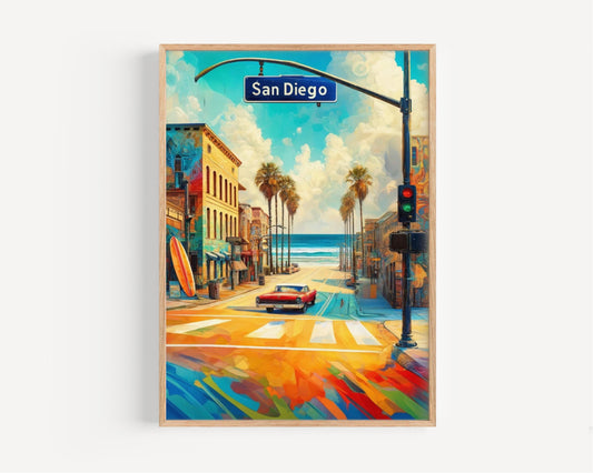 California San Diego Wall Art Print – Travel Poster, Housewarming Gift, USA Home Decor, Coastal California Map Art