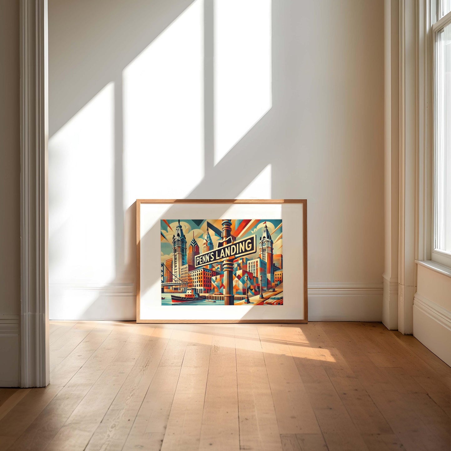 Penn's Landing Print - Philadelphia Travel Poster, Philly Wall Art, PA Gift, Housewarming Decor, Cityscape Illustration, Modern Urban Art