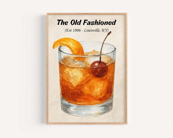 Old Fashion Cocktail Wall Art Vintage