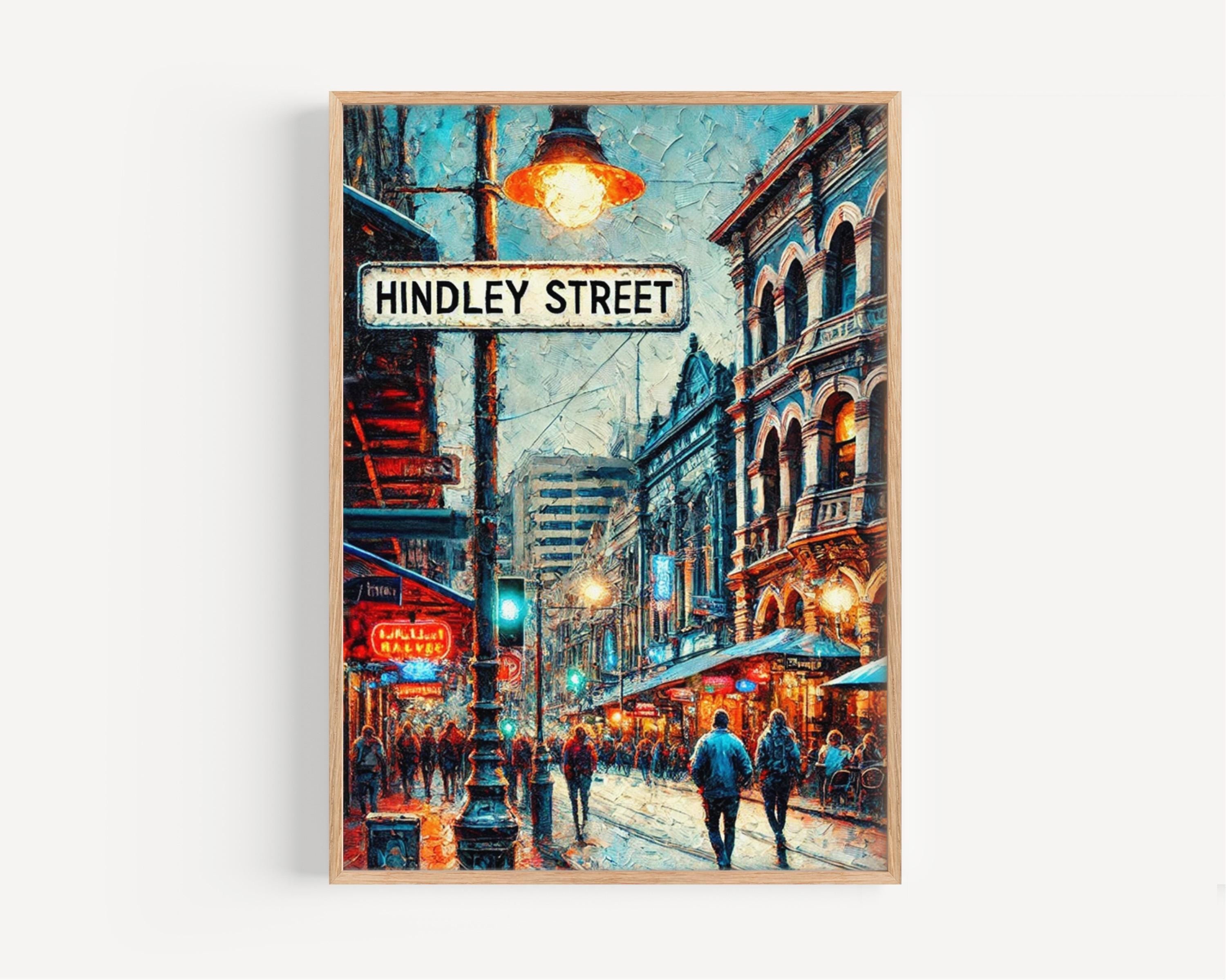 Adelaide Hindley Street Wall Art Print – Travel Poster, Australia Decor, Housewarming & Gift Idea, Adelaide City Artwork