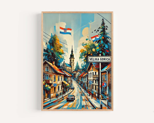 Velika Gorica Print – Croatian City Wall Art, Travel Poster, Housewarming Gift, Velika Gorica Travel Decor, Croatia Map Art