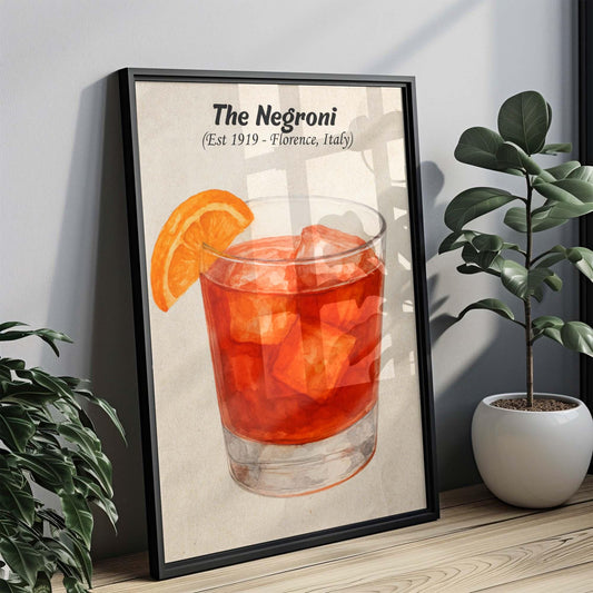 Negroni Cocktail Artwork, Drink Wall Art, Liquor, Bar Decor, Vintage Style, Gift for Cocktail Lovers, Home Bar Art, Italian Beverage Poster