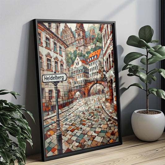 European Heidelberg Wall Art Print - Germany Travel Poster, Housewarming Gift, Vintage European Cityscape Decor