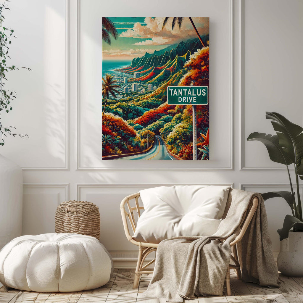 Tantalus Drive Scenic Print - Honolulu, Hawaii, USA