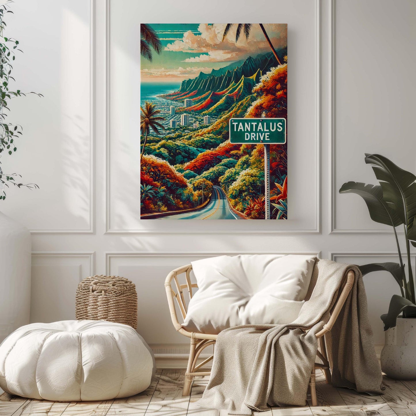 Tantalus Drive Print – Hawaii Wall Art, Oahu Travel Poster, Tropical Home Decor, Honolulu Gift, Scenic Hawaii Art, Housewarming Gift