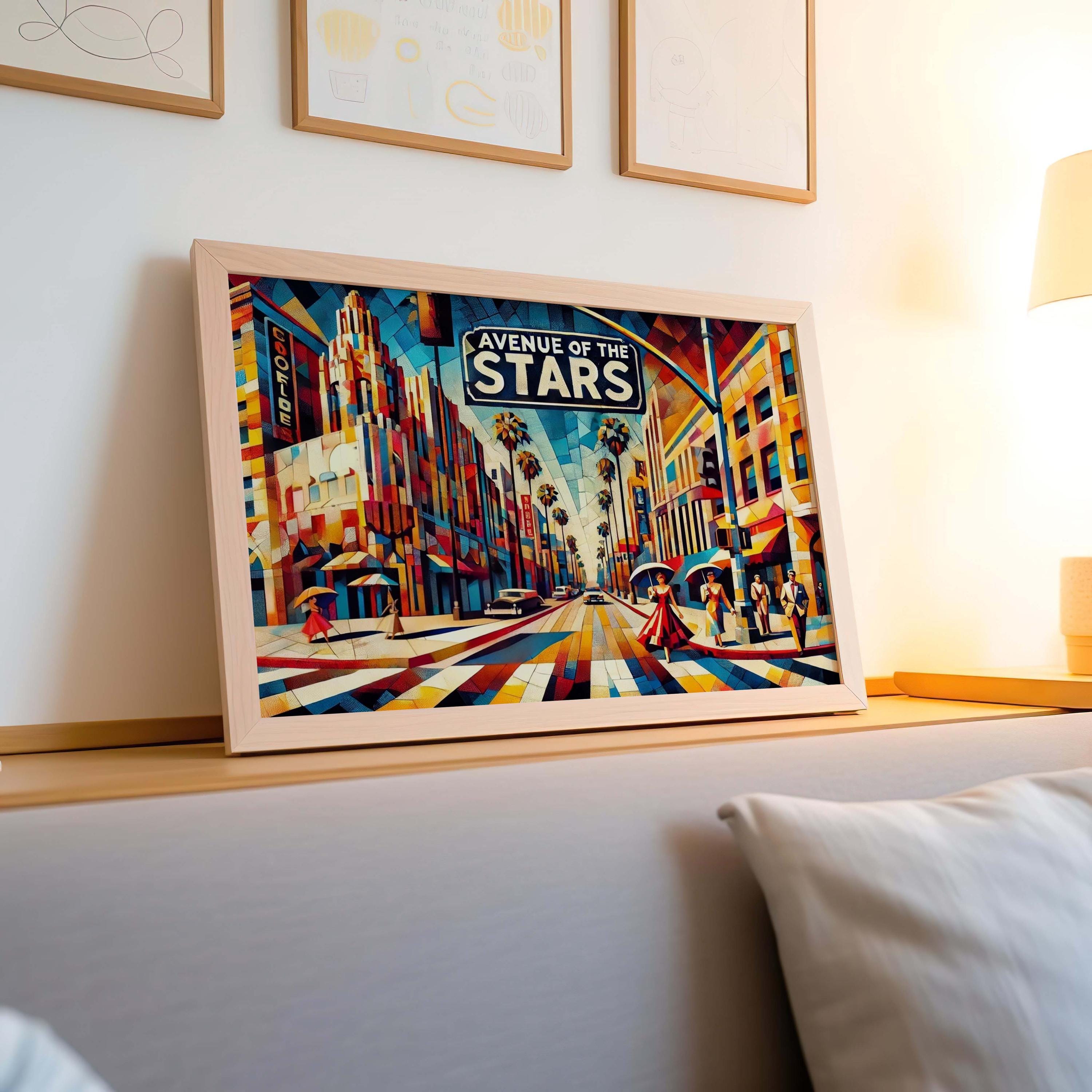 Avenue of the Stars Wall Art Print - Los Angeles Travel Poster, California Gift, LA Skyline Decor, Housewarming Present