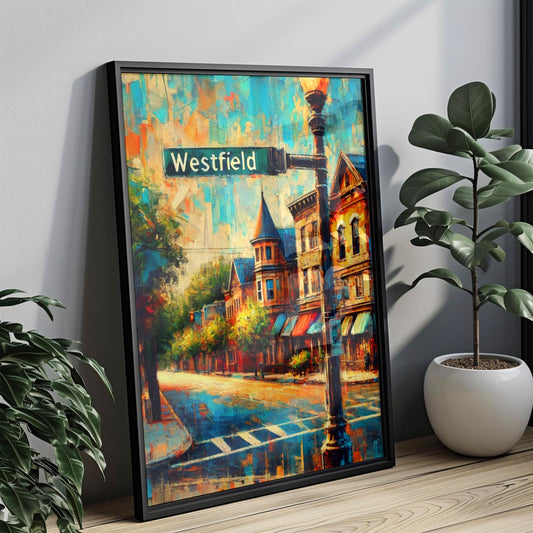 Westfield Wall Art Print - New Jersey Travel Poster, USA Map Decor, Housewarming Gift, American State Art, Westfield NJ Home Decor