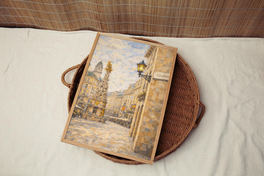 Graben Oil Painting Art Print: Vienna Austria Street Sign Travel Poster