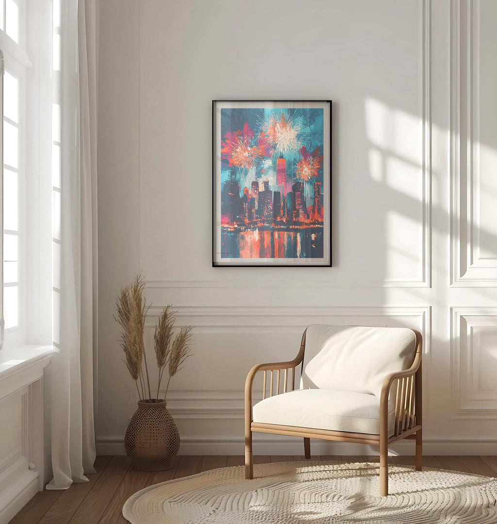 Patriotic NYC Skyline | Abstract Wall Art | Patriotic Wall Art | USA Poster | United States | American Independence Artwork for Home Decor