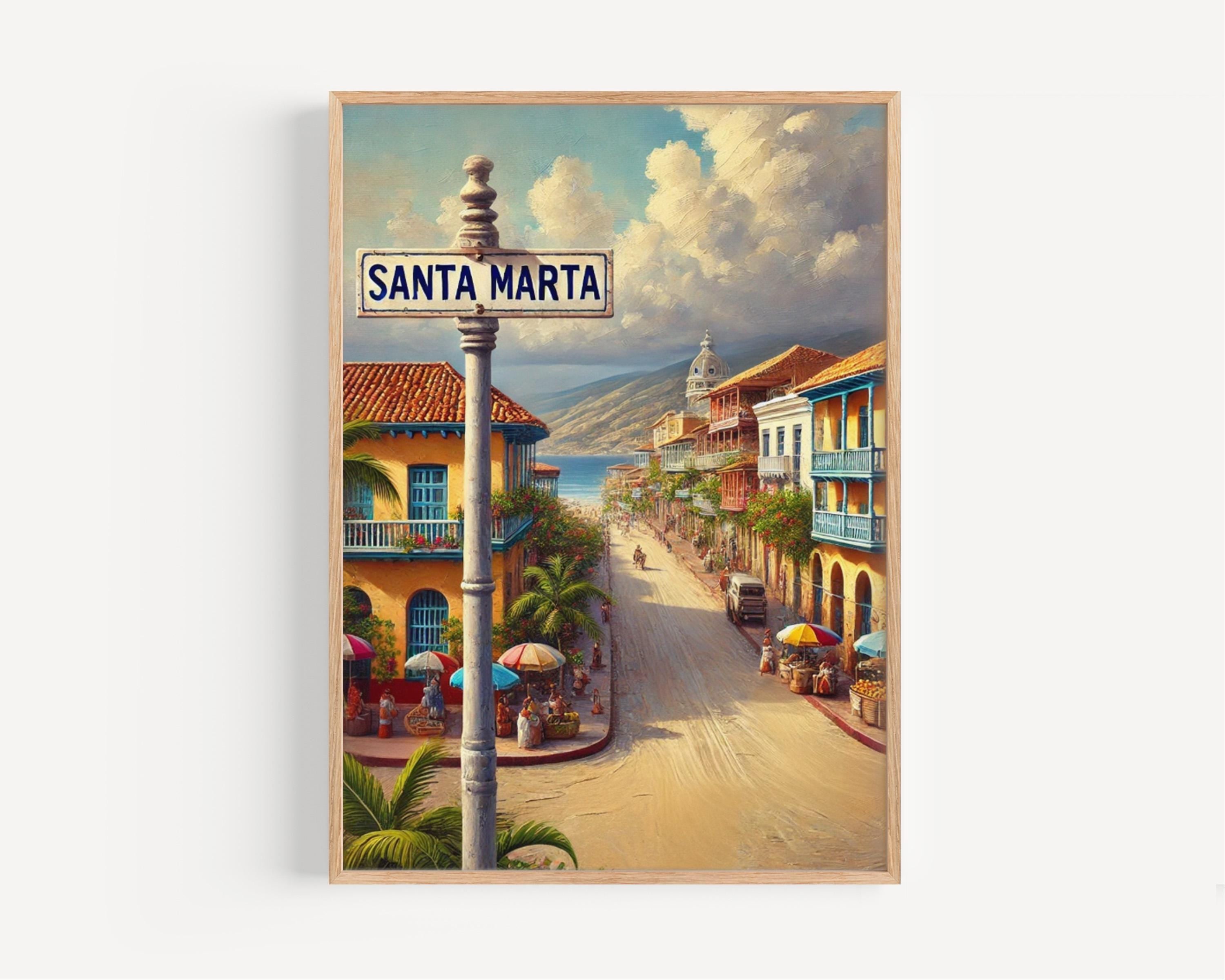 South American Santa Marta Wall Art, Colombia Travel Print, Housewarming Gift, South America Poster, Colombia Decor, Travel Map Artwork