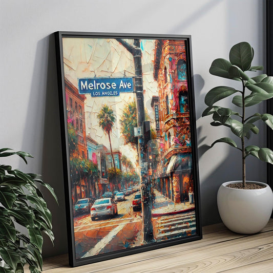 California Melrose Ave Wall Art - Los Angeles Travel Print, Moving & Housewarming Gift, Vintage Style California Poster
