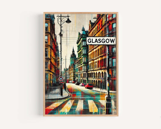 Glasgow Art Print – Scotland Travel Poster, European Wall Art, Housewarming & Scotland Gift, Modern Glasgow Cityscape Artwork