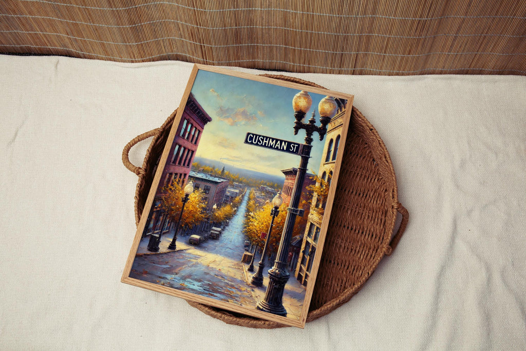 Fairbanks Alaska Print, Cushman Street, Cityscape Travel Poster