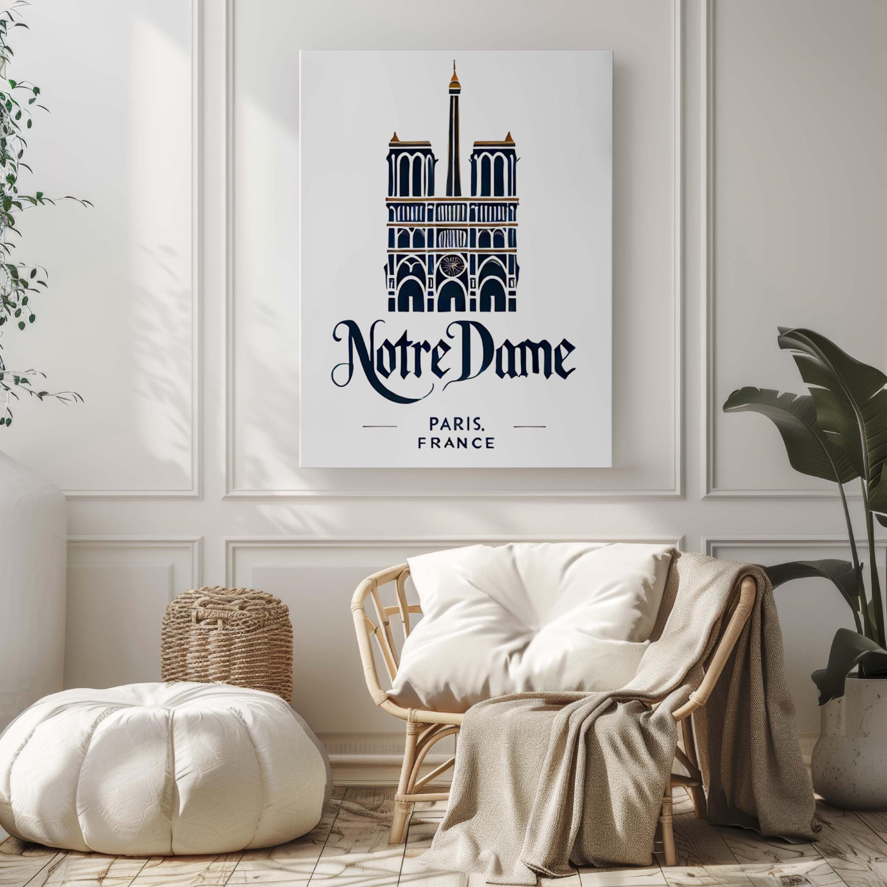 Notre Dame Print Paris Wall Art, French Travel Decor, Notre Dame Cathedral Poster for Home & Office Decor