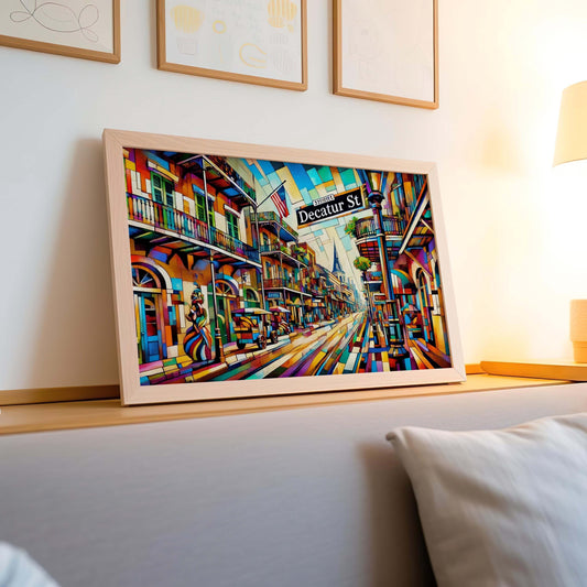 Decatur St Print New Orleans Wall Art, Louisiana Travel Poster, Housewarming Gift & Souvenir, Unique Decatur Street Home Decor