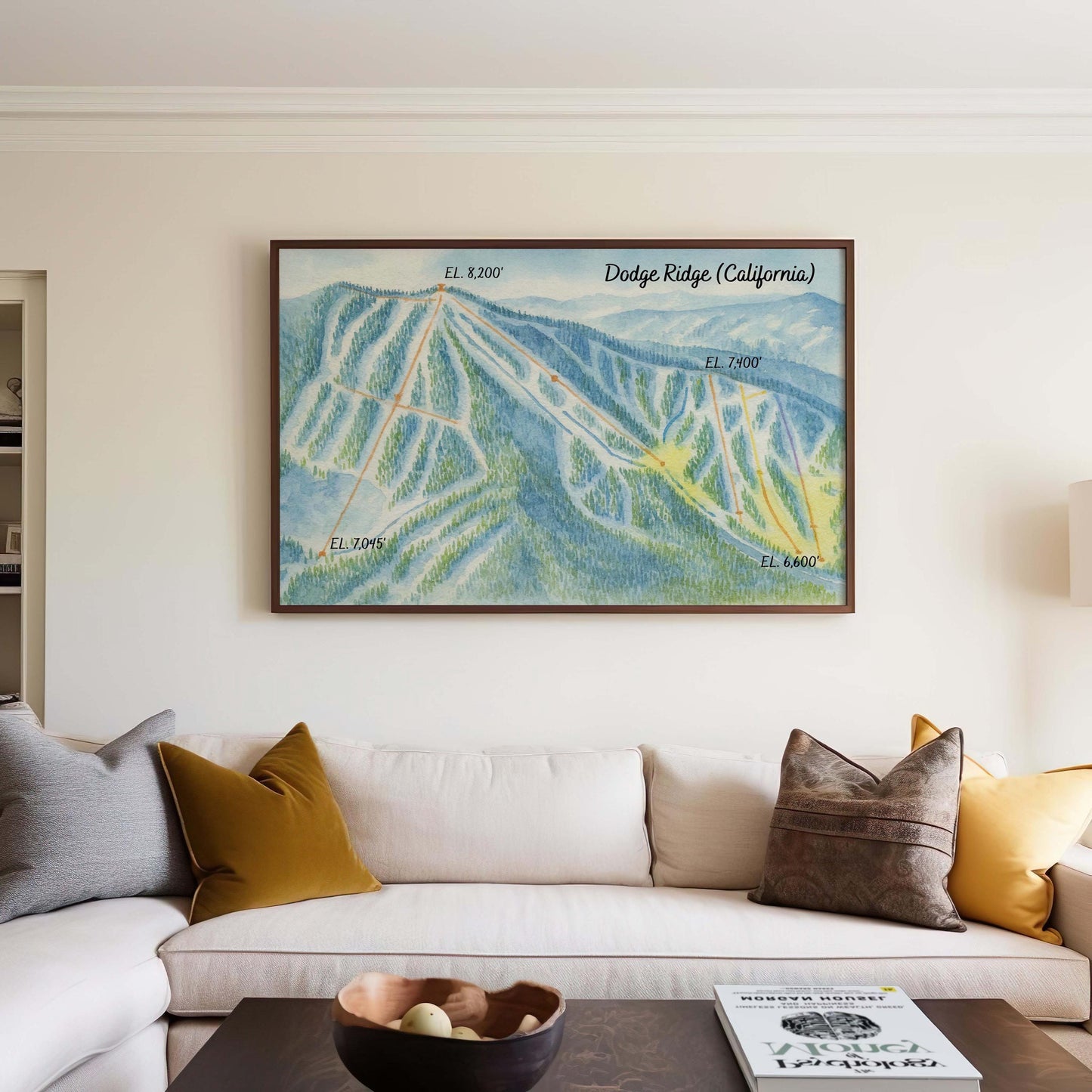 Dodge Ridge Ski Resort Map Art: California Mountain Print