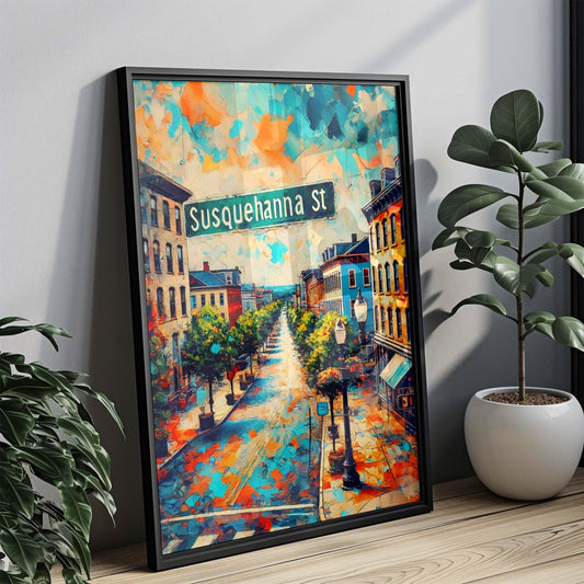 Susquehanna Street Wall Art - Harrisburg PA Travel Print, Susquehanna St Poster, Housewarming Gift, Local City Map Decor
