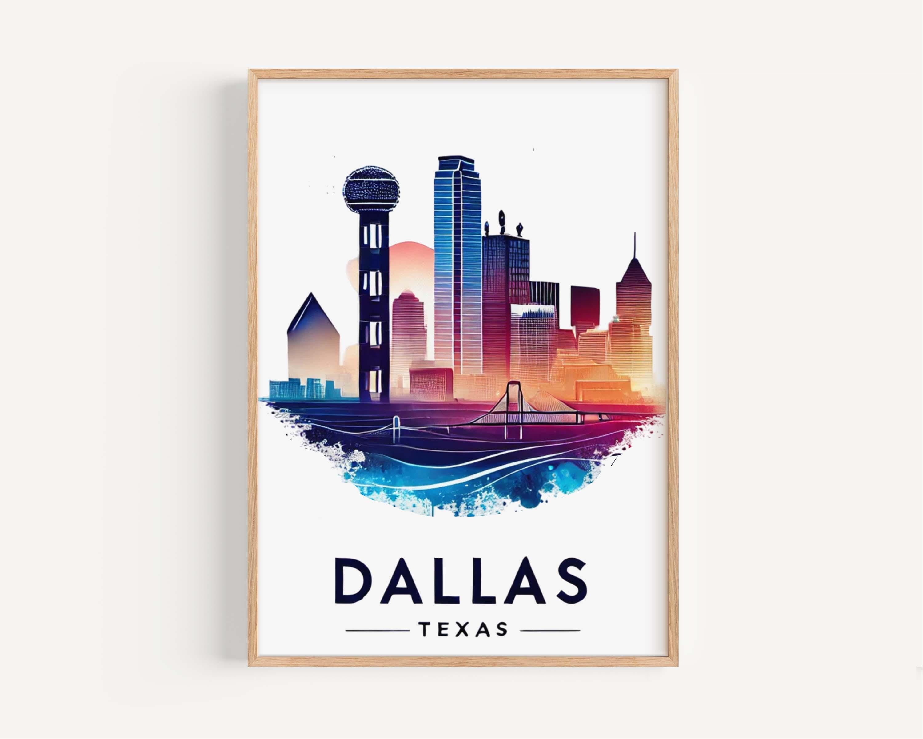 Dallas Print Texas Wall Art - Travel Decor, Housewarming & Graduation Gift, College Dorm Art, Unique TX Home Decoration
