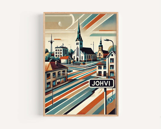 Johvi Art Wall Print – Estonia Travel Poster, Scandinavian City Map, Johvi Home Decor, Housewarming Gift, Modern European Artwork