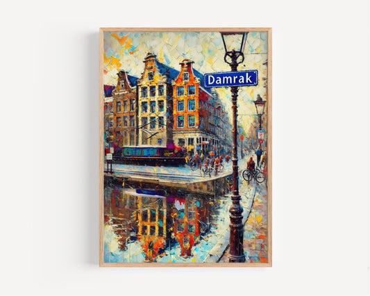 Damrak Wall Art, Amsterdam Print, Netherlands Cityscape, Canal Street Decor, Travel Souvenir, Gift for Travelers, Personalized Poster