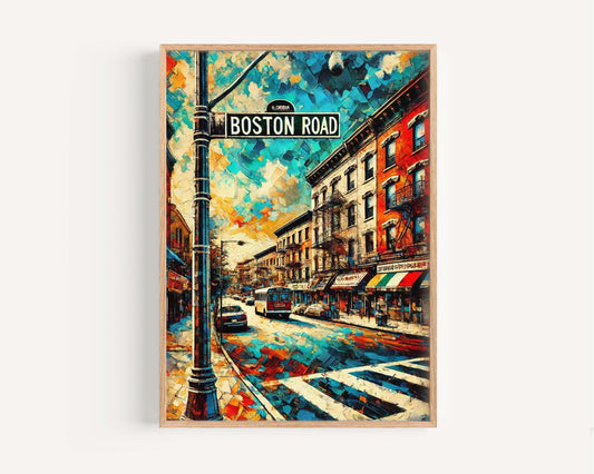 Boston Road Print Bronx Wall Art, NYC Travel Poster, New York Artwork, Housewarming Gift, Boston Road Decorative Print