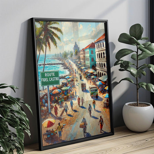 Fidel Castro Wall Art, Havana Street Scene Print, Cuba Travel Poster, Vibrant Cuba Artwork, Home Decor, Gift for Travelers, Cuban Souvenir