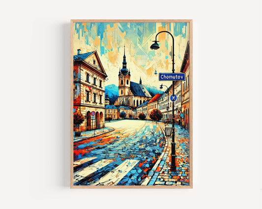 Chomutov Art Print Czech Republic City Travel Poster Wall Decor Housewarming Gift Modern Typography Design