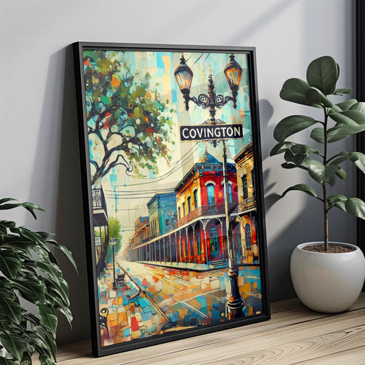 Art Covington Louisiana Wall Art Travel Print – Housewarming Gift & American Souvenir Poster Louisiana Decor