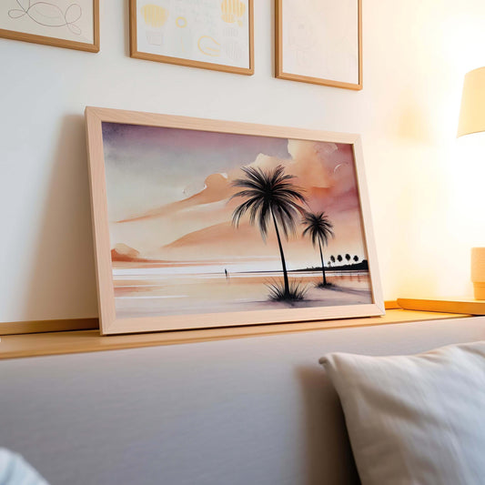 Nature Gift Palm Tree Wall Art, Beach Print, Tropical Home Decor, Housewarming & New Home Wall Art, Family Nature Illustration