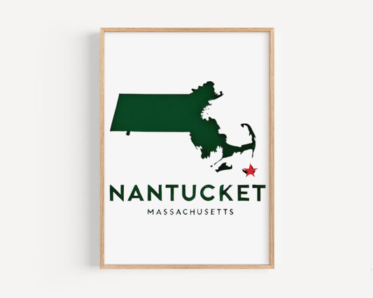 Massachusetts Nantucket Wall Art Print - Travel & College Decor, Housewarming Gift, Scenic MA Home Decoration