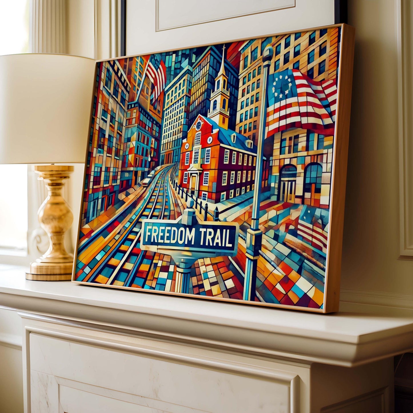 Boston Art Freedom Trail Map Print – Massachusetts Travel Wall Art, Historic Boston Decor, Housewarming Gift, City Illustration Poster