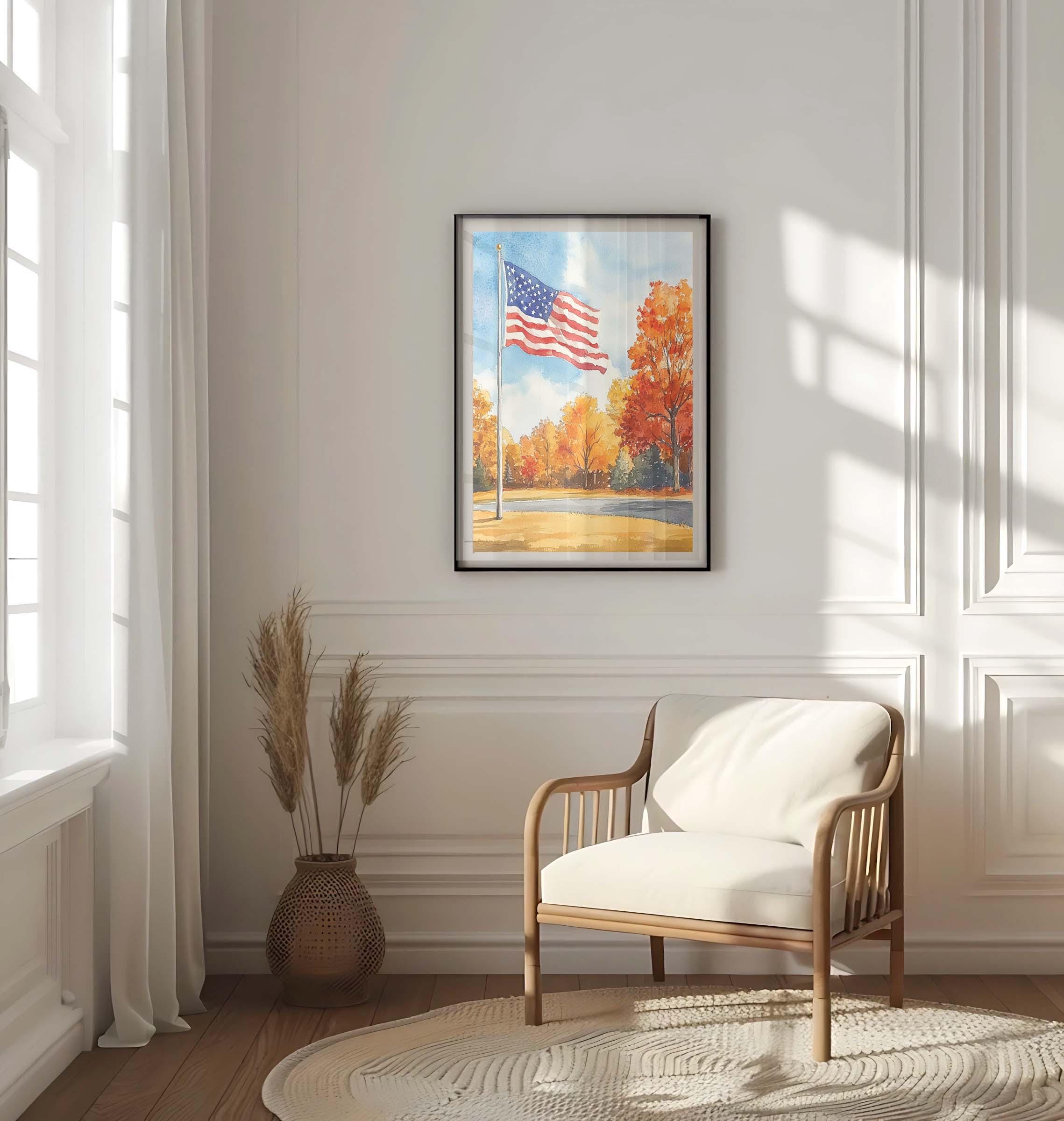 American Flag Vintage Wall Art - United States