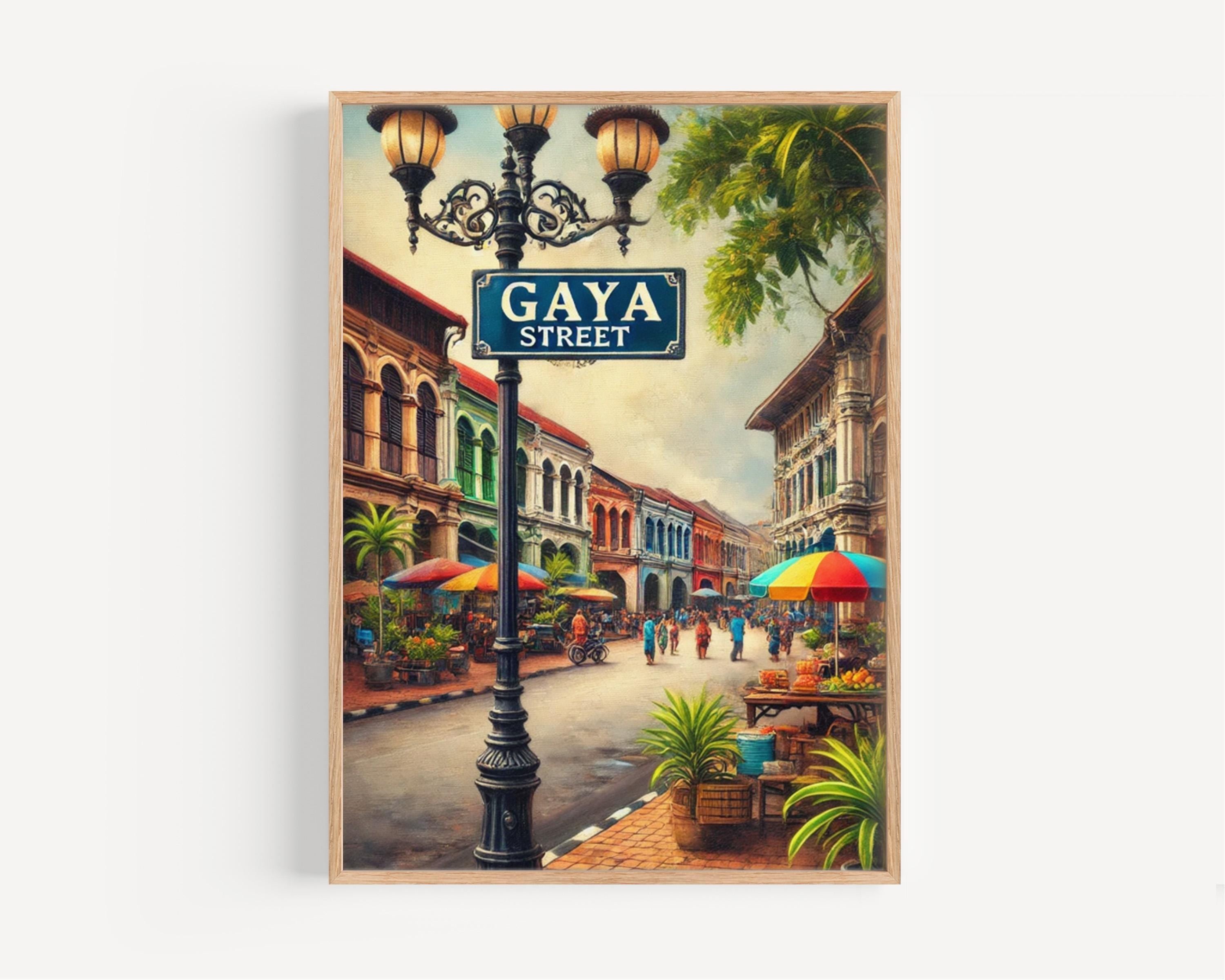 Asian Gaya St Wall Art Print - Malaysian Travel Poster, Asian Decor, Housewarming Gift & Malaysia Art Illustration