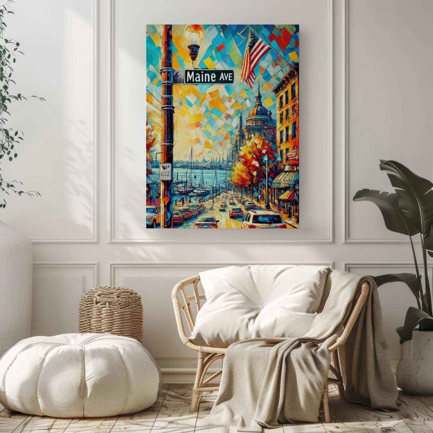 Washington DC Maine Ave Wall Art, Travel Poster Print, USA Gift, Washington DC Home Decor, Housewarming Wall Art, Maine Avenue Print