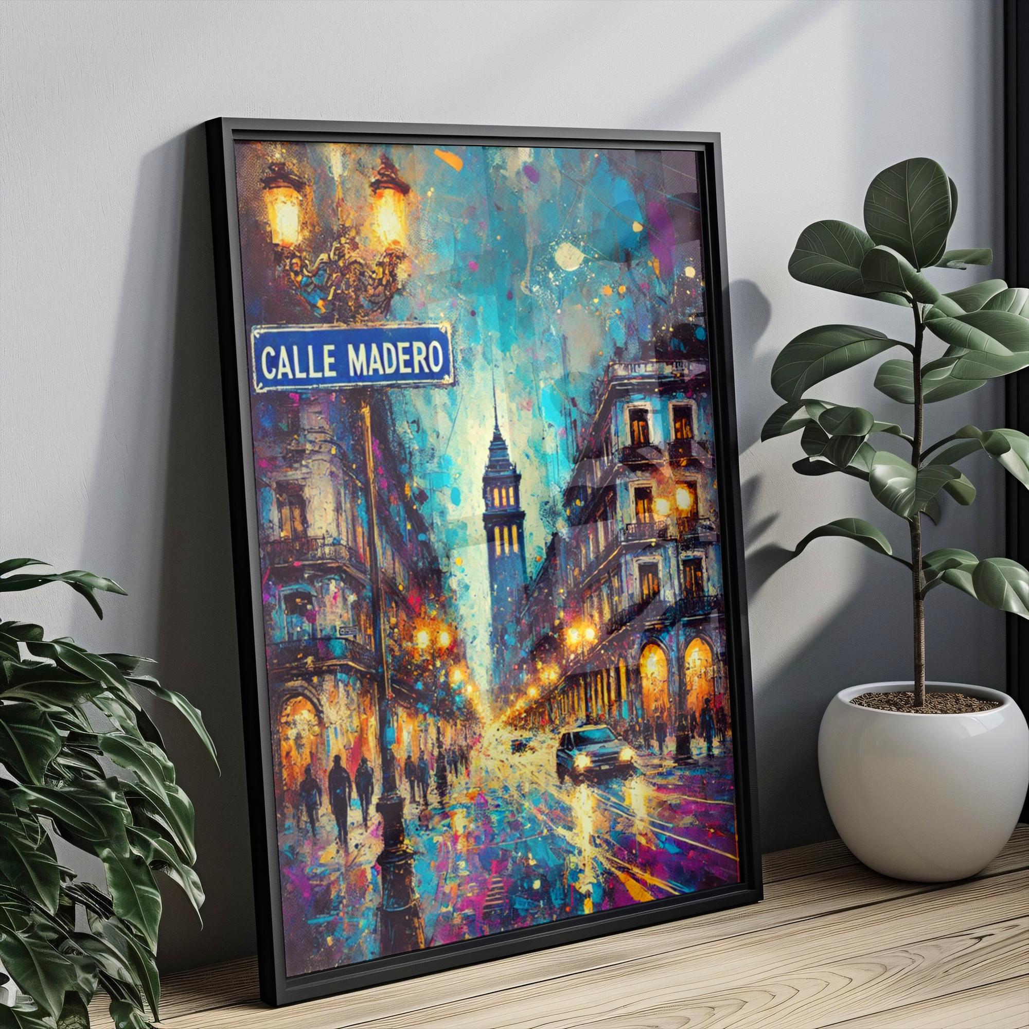 Calle Madero Oil Painting Art Print: Mexico City Street Sign Travel Poster
