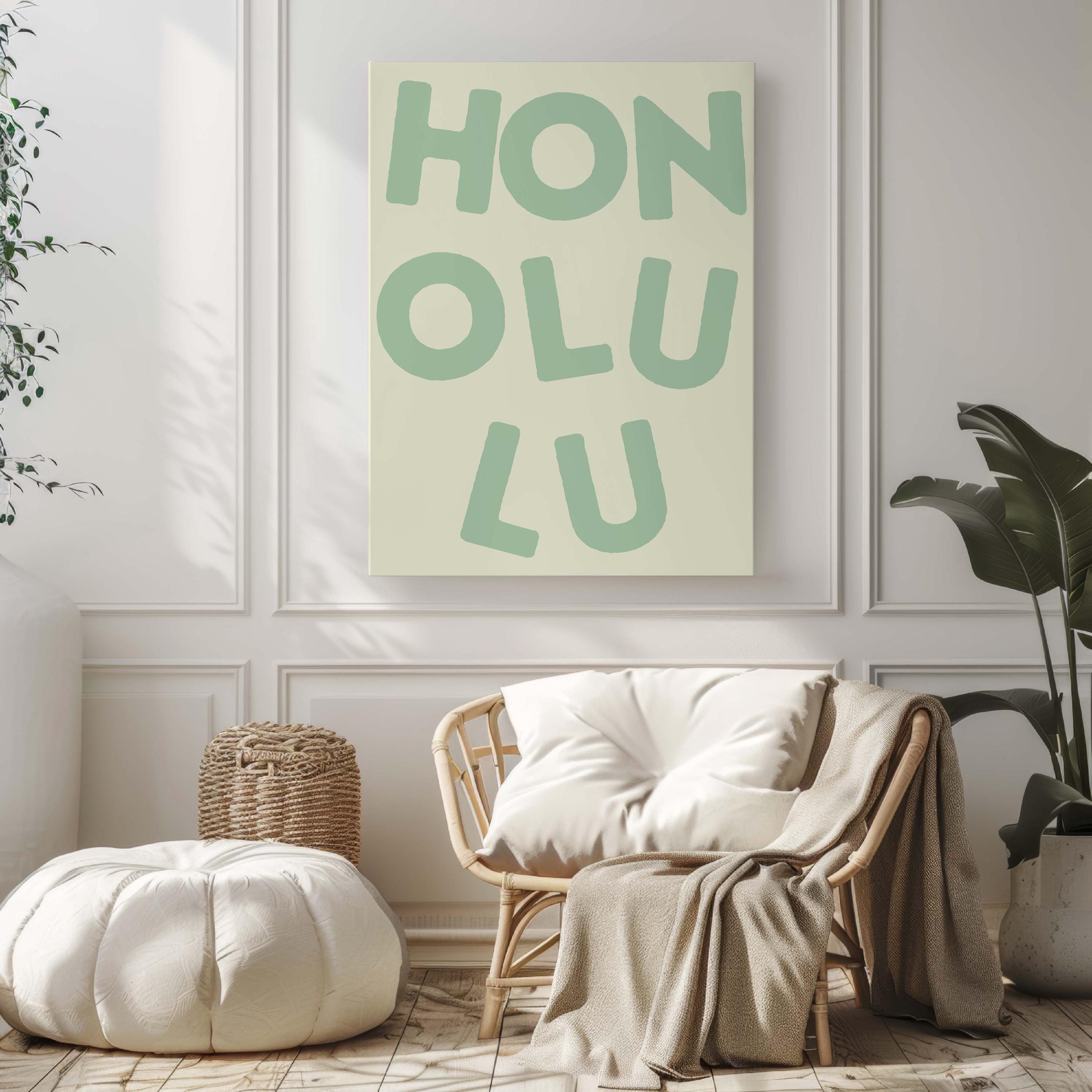 Dorm Honolulu Wall Art, Hawaiian Tiki Poster, Tropical Island Decor, Boho Dorm Room Artwork, Island Vibe Home Decor, Beachy Wall Print