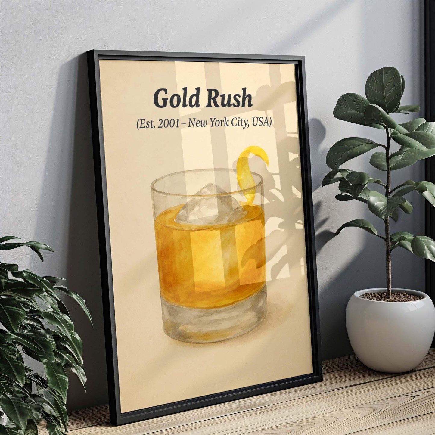 Gold Rush Cocktail Print: Vintage Style Bar Art Illustration