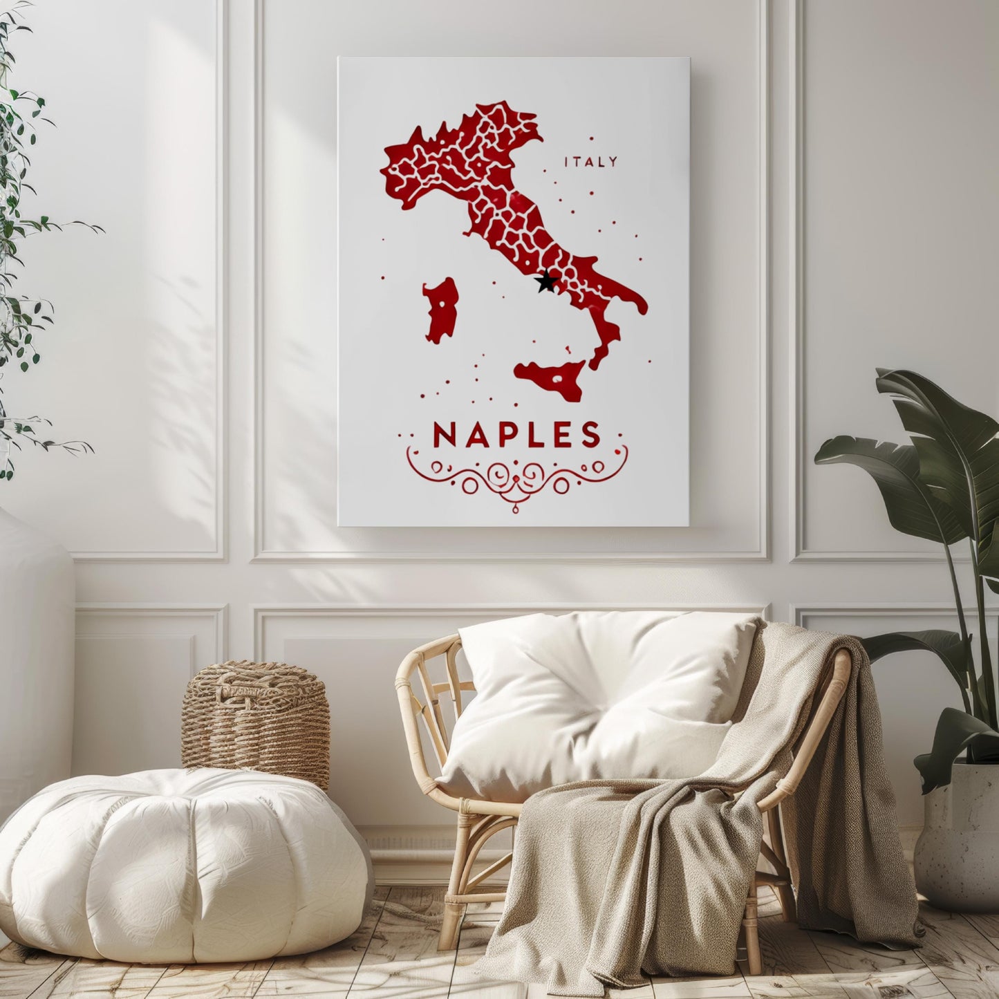 Italy Naples Wall Art Print, Travel Decor, Italy Gift, Housewarming & College Room Wall Artwork, Coastal Home Decoration