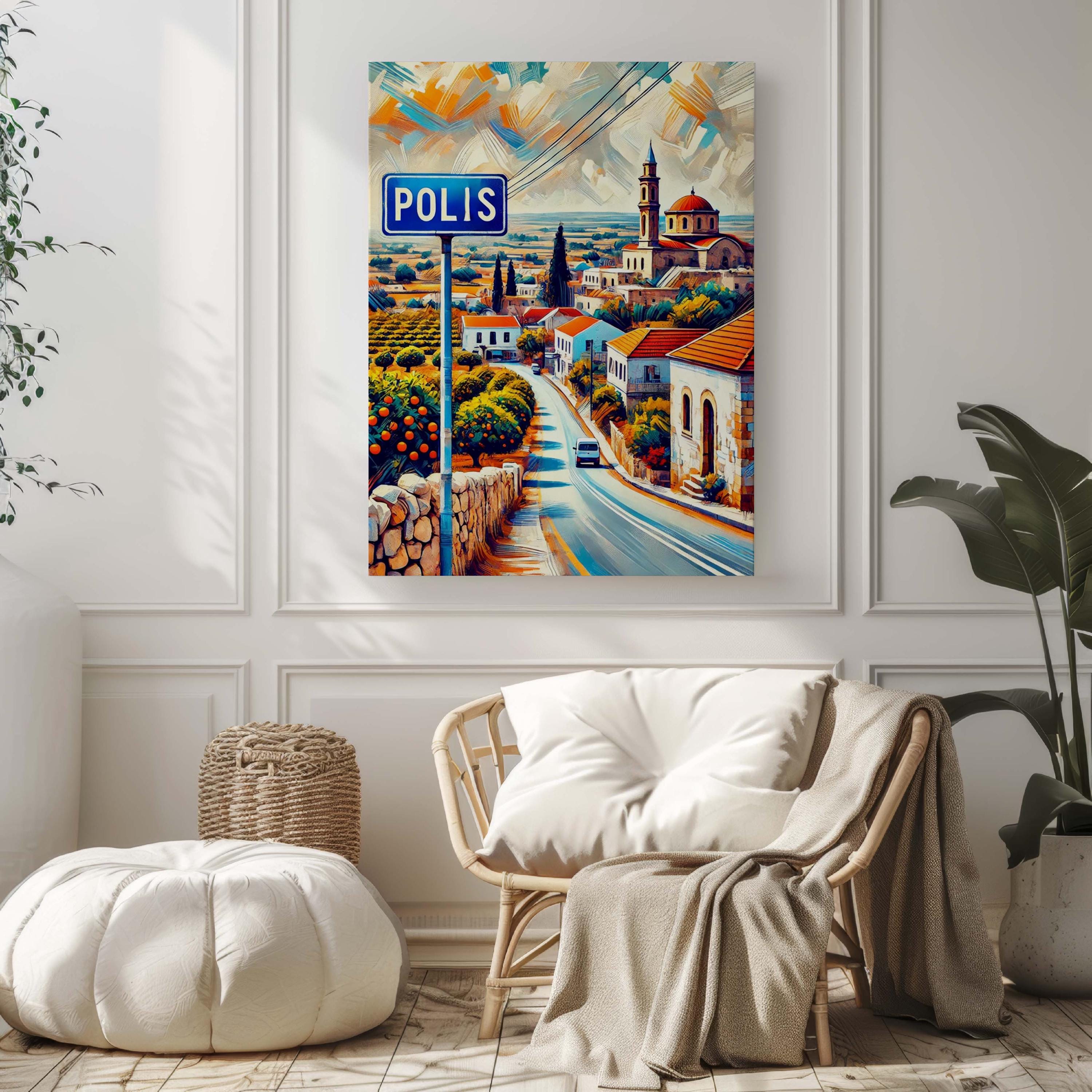 Polis Art Cyprus Wall Art Print Travel Poster European City Gift Housewarming Decor