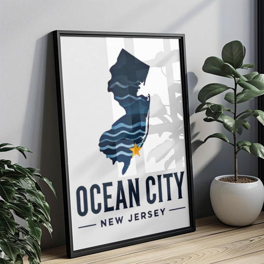 New Jersey Ocean City Wall Art Print – Beach Decor, Travel Gift, Housewarming & College Room Artwork
