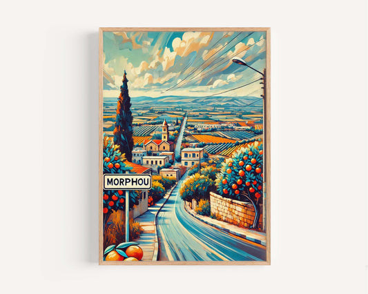 Morphou Art Travel Print - Cyprus City Wall Art, European Travel Poster, Housewarming Gift, Unique Morphou Map Artwork