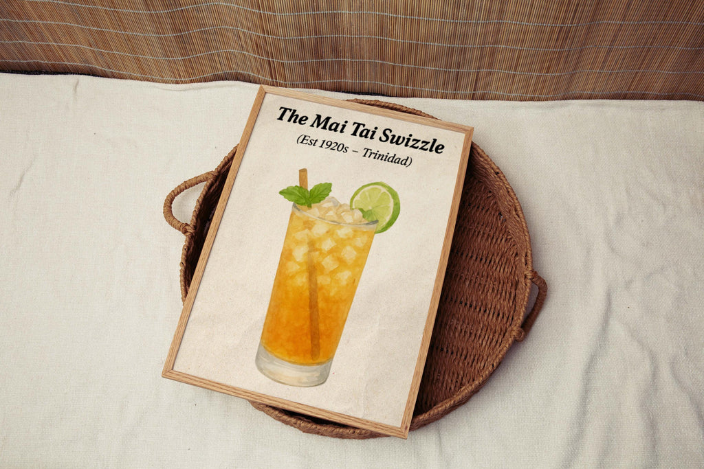 Mai Tai Swizzle Cocktail Poster Vintage